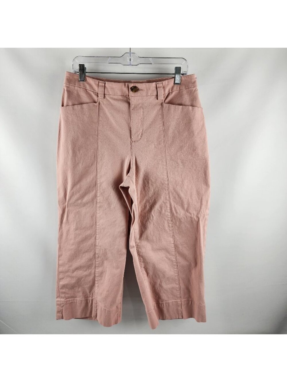 Duluth Trading Pants Womens 12 Reg Mauve Workday Warrior Chino Wide Leg Crop